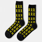 Custom Monogram Letter Black Yellow socks Socken (Linkes Detail)