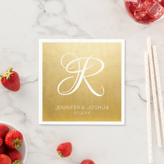 Custom Monogram Letter Gold Foil Wedding Serviette (Beispiel)