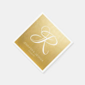 Custom Monogram Letter Gold Foil Wedding Serviette (Ecke)