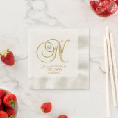 Custom Monogram Letter N Gold Heart Wedkin Napkin Serviette (Beispiel)