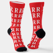 Custom Monogram Letter White Red socks Socken (Gewinkelt)