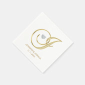 Custom Monogram LetterJ Gold Heart Wedding Serviette (Ecke)