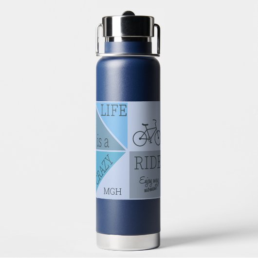 Custom Monogram Life ist eine verrückte Reise Trinkflasche (Hinten)