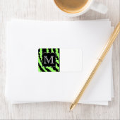 Custom Monogram Lime Green und Black Zebra Muster Adressaufkleber (Insitu)
