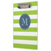 Custom Monogram Lime Green und Navy Bold Strips Klemmbrett (Links)