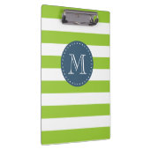 Custom Monogram Lime Green und Navy Bold Strips Klemmbrett (Rechts)