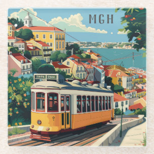 Custom Monogram, Lissabon Portugal Glasuntersetzer