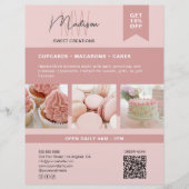 Custom Monogram Logo Bakery Pink Flyer (Vorne)