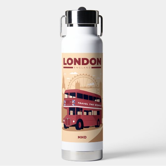 Custom Monogram LONDON Trinkflasche (Vorderseite)