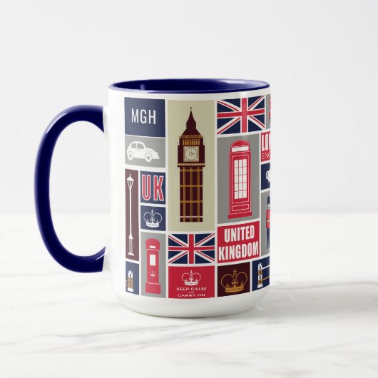 Custom Monogram London UK Icons Tasse (Links)