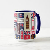 Custom Monogram London UK Icons Tasse (VorderseiteRechts)