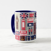 Custom Monogram London UK Icons Tasse (Vorderseite Links)