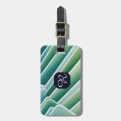 Custom Monogram Luggage Tag - Blue Green Abstrakt Gepäckanhänger (Vorderseite vertikal)