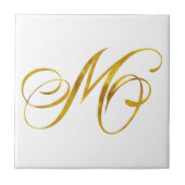 Custom Monogram M Imitat Gold Foil Monogramme Init Fliese (Vorderseite)
