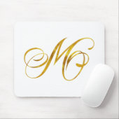 Custom Monogram M Imitat Gold Foil Monogramme Init Mousepad (Mit Mouse)