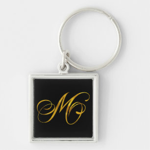 Custom Monogram M Imitat Gold Foil Monogramme Init Schlüsselanhänger