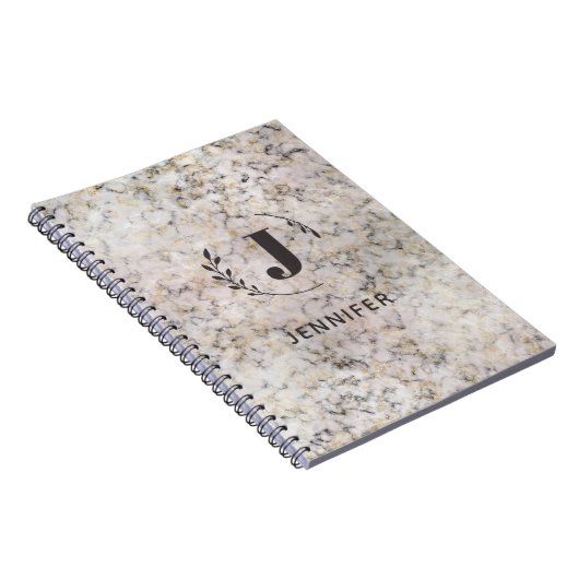 Custom Monogram Marble Uni Ruled Notebook Notizblock (Rechte Seite)