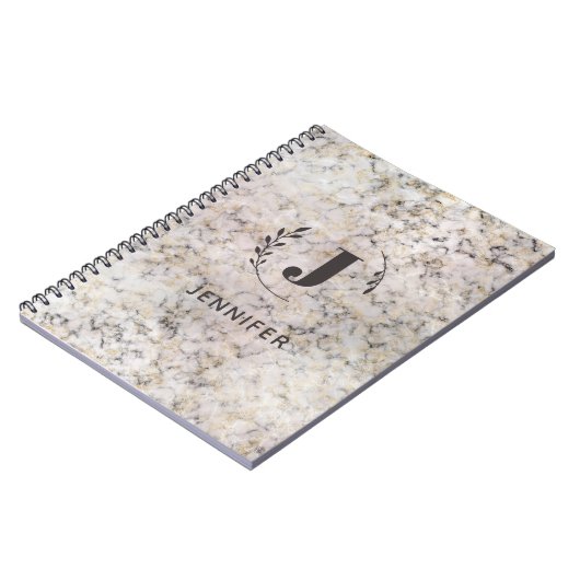 Custom Monogram Marble Uni Ruled Notebook Notizblock (Linke Seite)