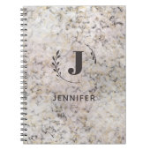 Custom Monogram Marble Uni Ruled Notebook Notizblock (Vorderseite)