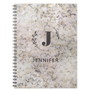 Custom Monogram Marble Uni Ruled Notebook Notizblock
