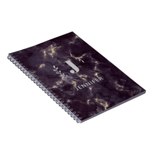 Custom Monogram Marble Uni Ruled Notebook Notizblock (Rechte Seite)