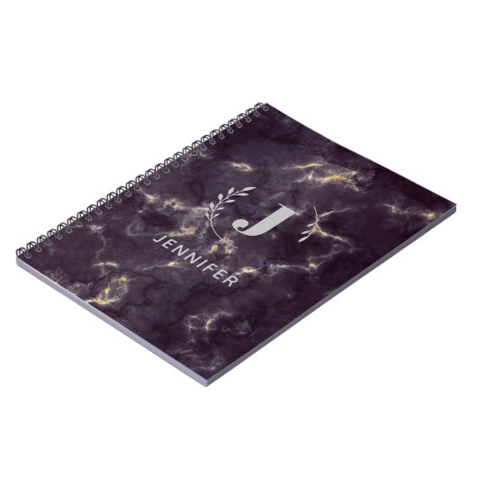 Custom Monogram Marble Uni Ruled Notebook Notizblock (Linke Seite)