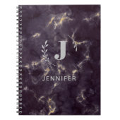 Custom Monogram Marble Uni Ruled Notebook Notizblock (Vorderseite)