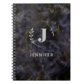 Custom Monogram Marble Uni Ruled Notebook Notizblock (Vorderseite)