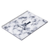 Custom Monogram Marble Uni Ruled Notebook Notizblock (Linke Seite)