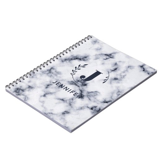 Custom Monogram Marble Uni Ruled Notebook Notizblock (Linke Seite)