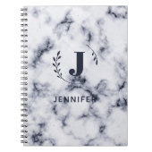 Custom Monogram Marble Uni Ruled Notebook Notizblock (Vorderseite)