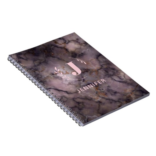 Custom Monogram Marble Uni Ruled Notebook Notizblock (Rechte Seite)