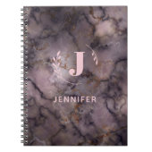 Custom Monogram Marble Uni Ruled Notebook Notizblock (Vorderseite)