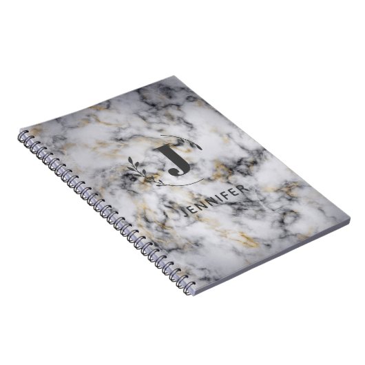 Custom Monogram Marble Uni Ruled Notebook Notizblock (Rechte Seite)