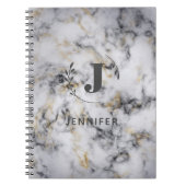 Custom Monogram Marble Uni Ruled Notebook Notizblock (Vorderseite)