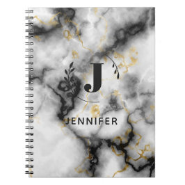 Custom Monogram Marble Uni Ruled Notebook Notizblock