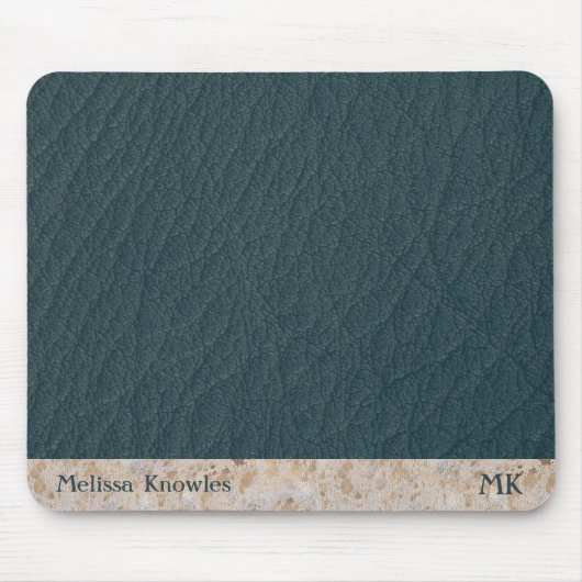 Custom Monogram Masculine Modern Aquamarin Blue Le Mousepad (Vorne)