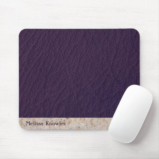 Custom Monogram Masculine Modernes Lila Leder Mousepad (Mit Mouse)