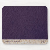 Custom Monogram Masculine Modernes Lila Leder Mousepad (Vorne)