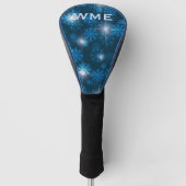 Custom Monogram Midnight Blue Winter Snowstorm Golf Headcover (Vorderseite)