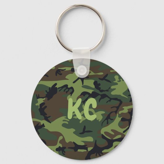Custom Monogram Military Green Camouflage Schlüsselanhänger (Vorderseite)