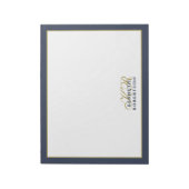 Custom Monogram Minimalist Navy Blue Gold Men Chic Notizblock (Rotiert)