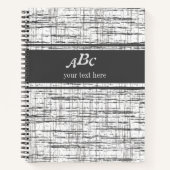 Custom Monogram Minimalistisch Grau Grunge Noteboo Notizblock (Vorderseite)