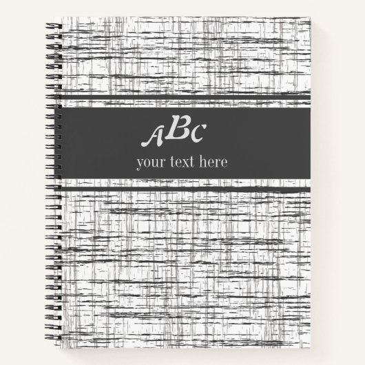 Custom Monogram Minimalistisch Grau Grunge Noteboo Notizblock (Vorderseite)