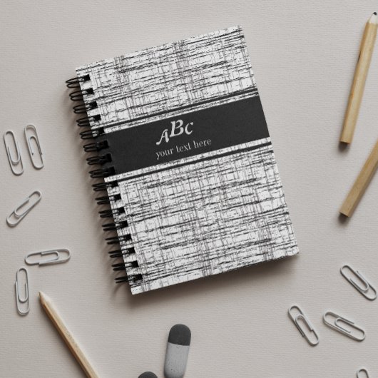 Custom Monogram Minimalistisch Grau Grunge Noteboo Notizblock