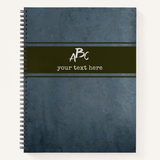 Custom Monogram Minimalistisch Grunge Notebook Notizblock (Vorderseite)