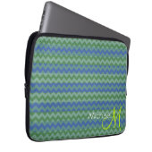 Custom Monogram Minze Green Zickzack Zigzag Laptopschutzhülle (Vorne Rechts)