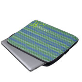 Custom Monogram Minze Green Zickzack Zigzag Laptopschutzhülle (Vorne Knopf)