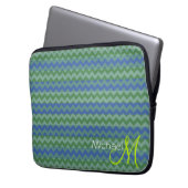 Custom Monogram Minze Green Zickzack Zigzag Laptopschutzhülle (Vorderseite Links)