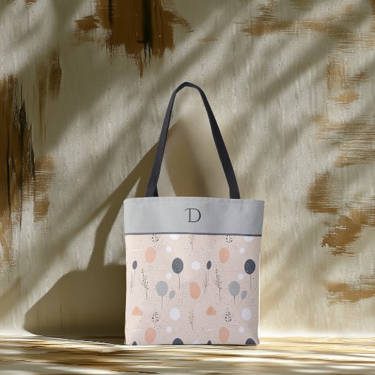 Custom Monogram mit Earthy Minimal Pastel Foliage Tasche
